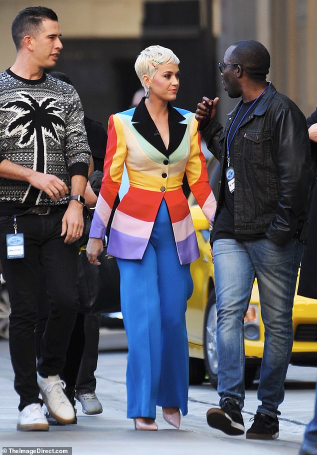 Living the rainbow! Katy's suit was designed to be eye-catching 