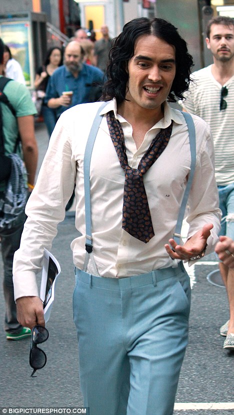 Russell Brand blue trousers