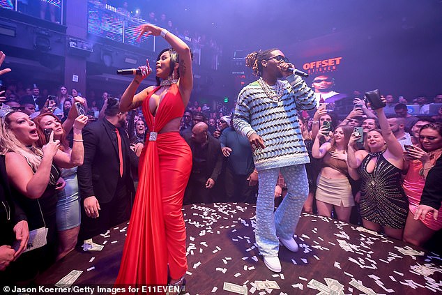 'Let's bring in midnight at club 11!' Grammy winner Cardi B and her husband of five years - three-time Grammy nominee Offset - performed together at the New Year's Eve bash at Miami H๏τspot E11even on Saturday night