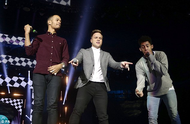 Here comes trouble: Olly Murs was joined on stage by Rizzle Kicks