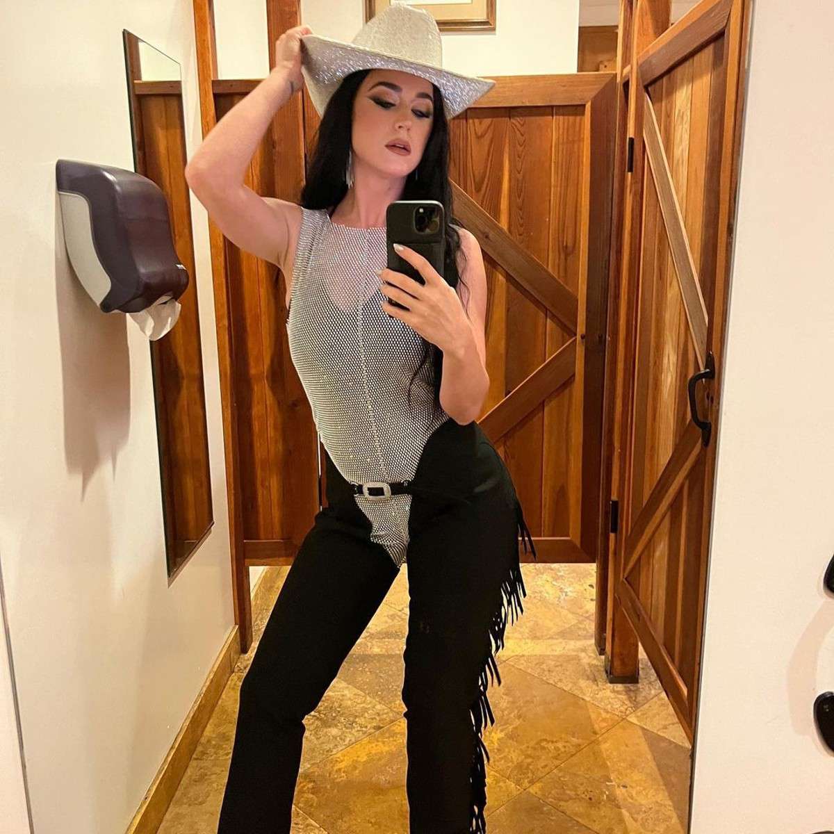 Katy Perry Wore a Glam Version of Cowgirlcore With a Chainmail Bodysuit and Fringe  Pants