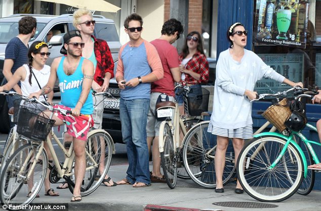 Hanging with the cool kids: Katy enjoyed a bike ride around the trendy area of Venice