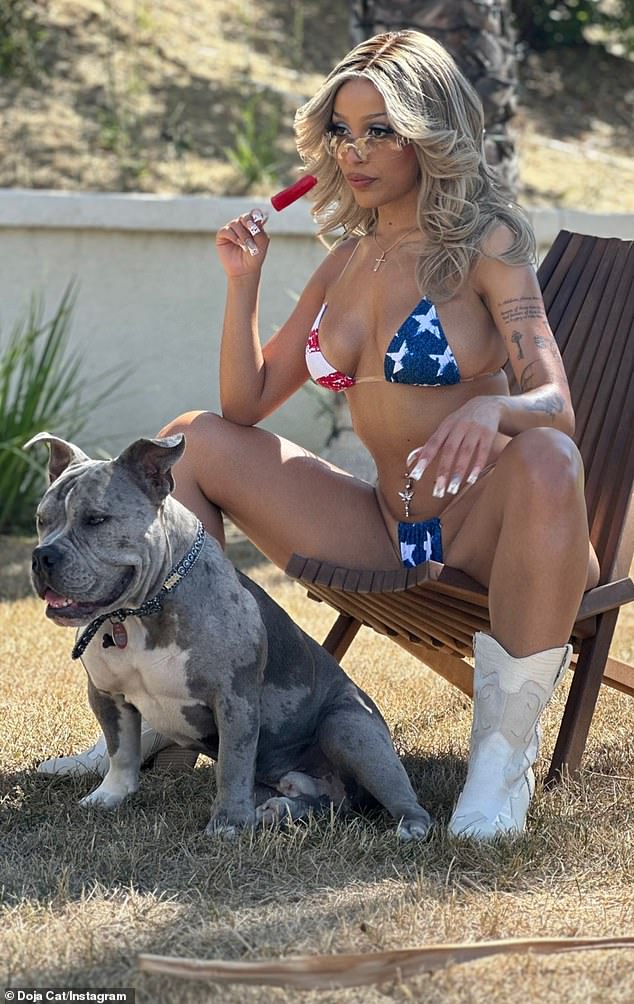 Just a Doja Cat and her dog: A cute dog joined in on the Mooo! singer's shoot