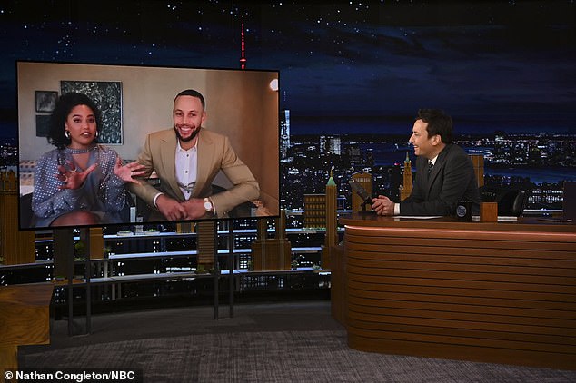 Calling in: The show also featured an appearance from NBA star Stephen Curry, 33, and his wife, New York Times best selling author, Ayesha Curry, 32