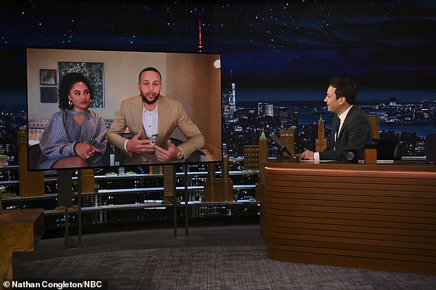 Funny: The athlete shared a funny anecdote about President Barack Obama saying that his Golden State Warriors teammate Klay Thompson, 31, 'has a much prettier form' when shooting