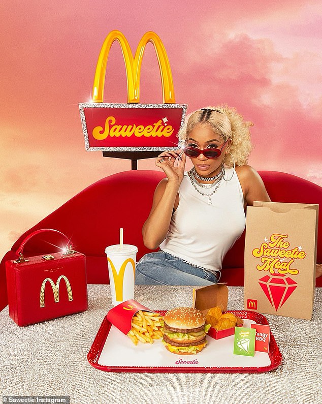 '#thesaweetiemeal': Back in 2021, the two-time Grammy nominee was a full-blown brand ambassador for the 83-year-old fast-food chain complete with her custom meal with 'Saweetie and Sour Sauce'