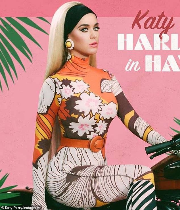 So chic: The Grammy winner also shared a pH๏τo of the cover art which showed the siren on a Harley with palm trees on the sides