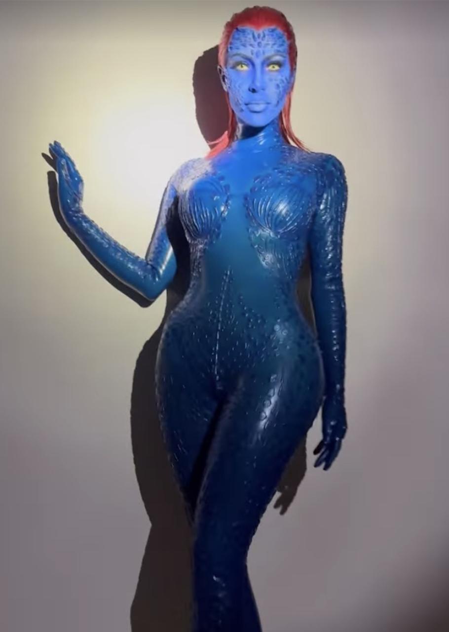 Kim Kardashian Rocks Latex For 'X-Men' Mystique Halloween, 56% OFF