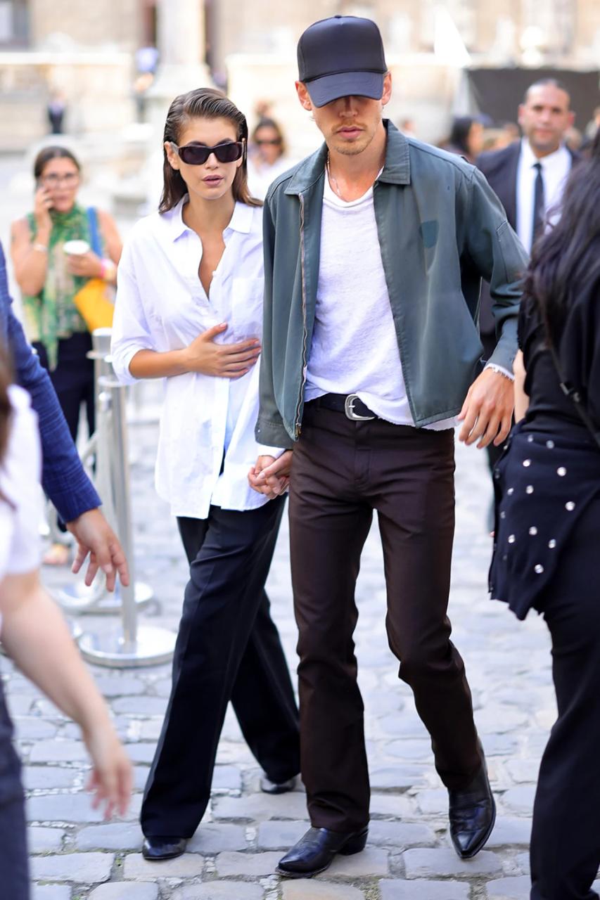 Austin Butler and Kaia Gerber Hold Hands Before Her Valentino Fashion Week Catwalk