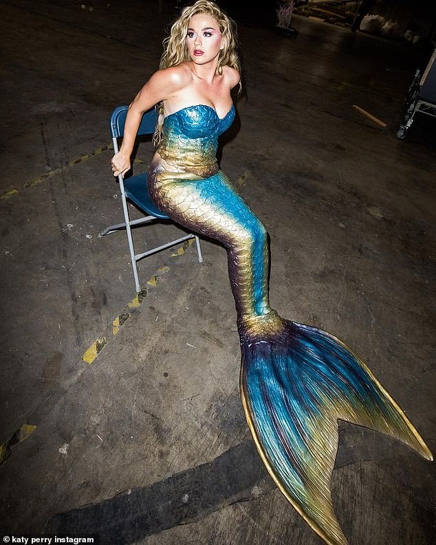 Ethereal: Katy Perry shared some behind-the-scenes snaps of herself in a mermaid costume for her new Resorts World commercial