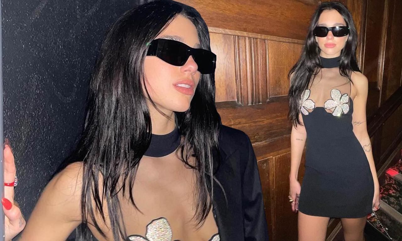 Dua Lipa Parties In Sheer Black Dress With Bedazzled, 41% OFF