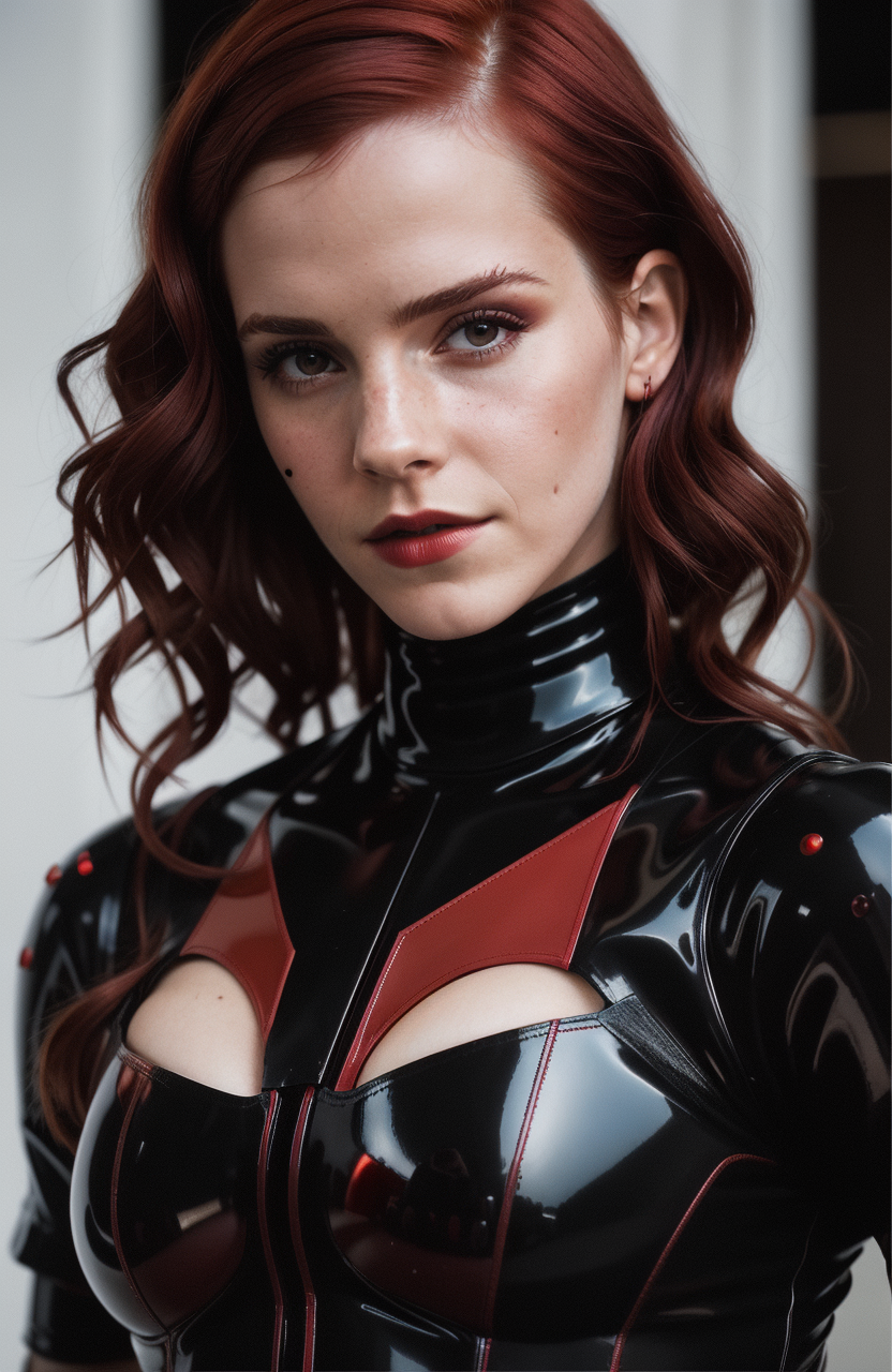 Emma Watson in Red and Black Latex 